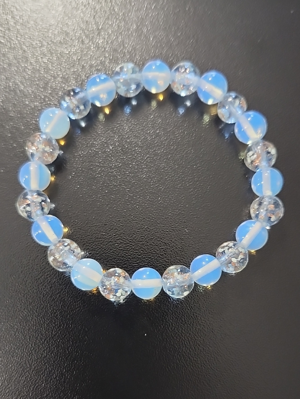 Handmade Opalite Beaded Bracelet With Glow In The Dark Accents